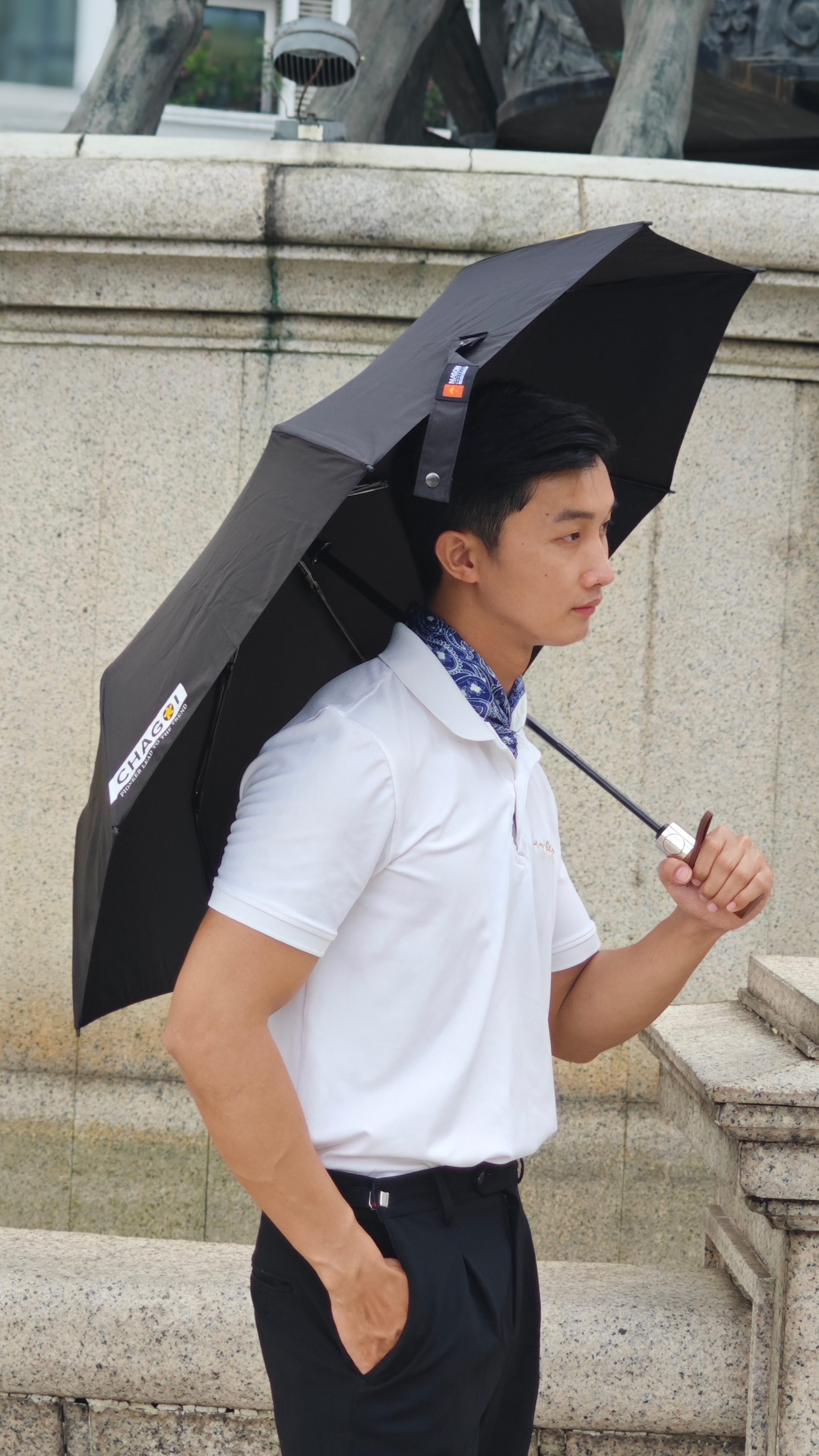 Dù tự động gấp gọn Nason Umbrella Chagoi cán gỗ hiếm, khắc tên, logo dát vàng, dù gấp gọn che nắng che mưa chống tia UV 