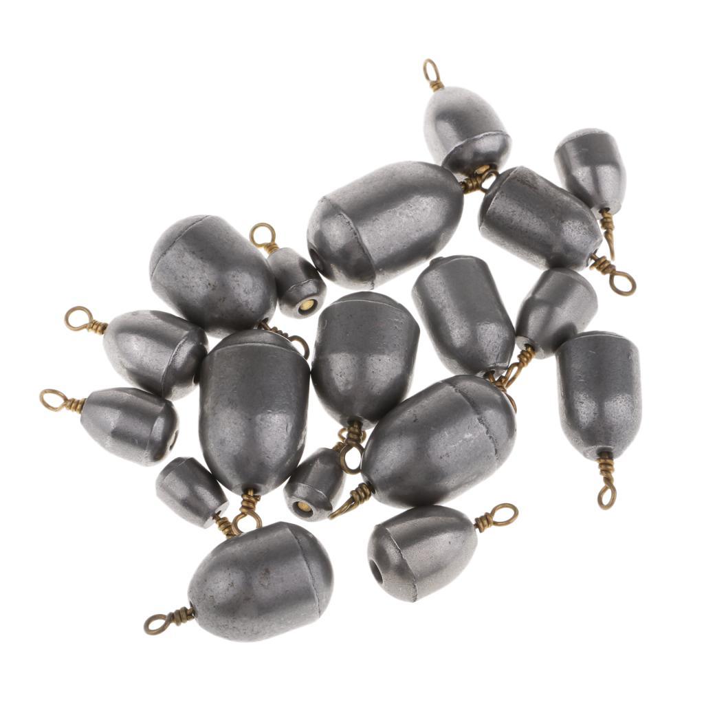 18pcs Mixed Sizes Iron Sinker Drop Shot Weights for Saltwater/Freshwater Carp Fishing