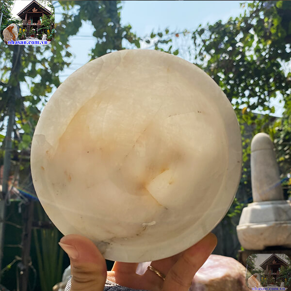 Bát đá thạch anh trắng giúp gia tăng năng lượng cho căn bếp của bạn nặng 860gr-13cm B58