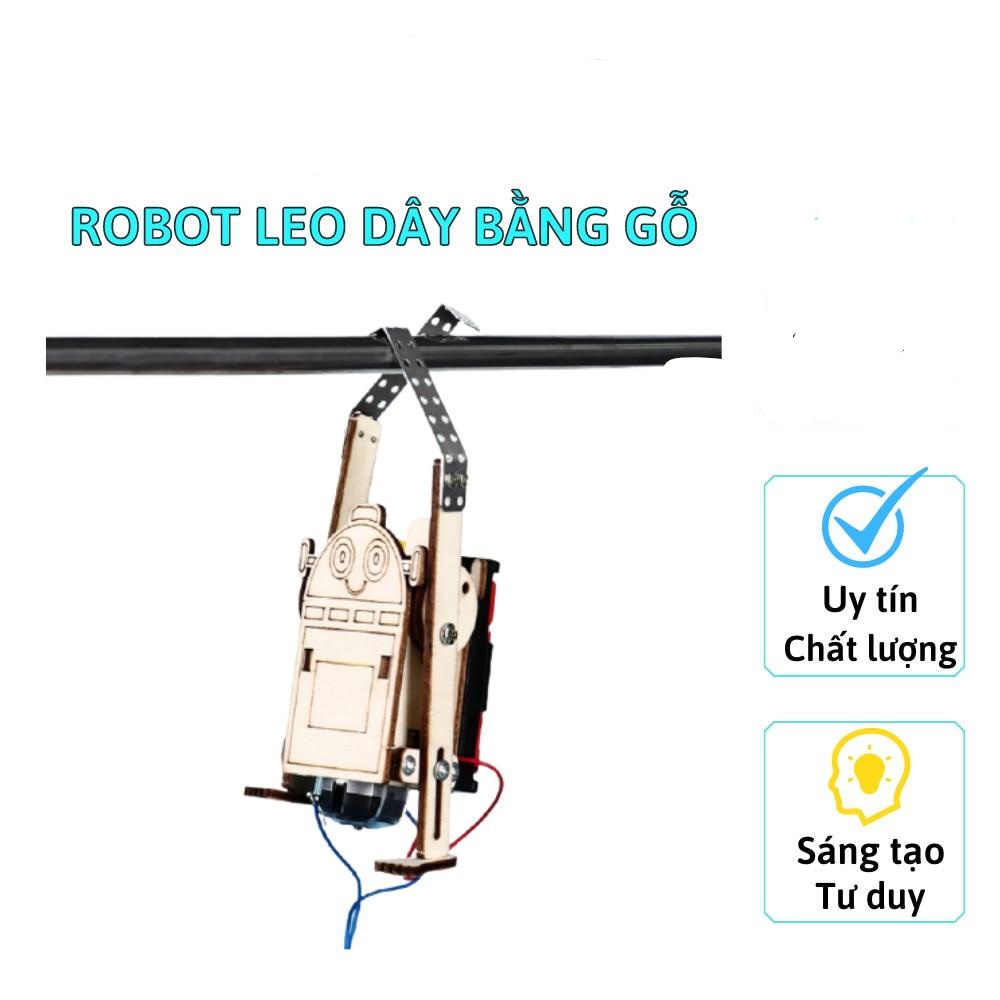 Đồ chơi khoa học tự làm robot leo dây bằng gỗ cho bé