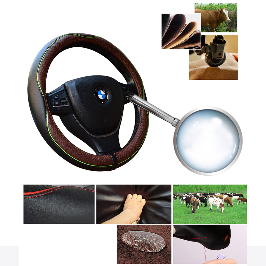 Bọc Vô Lăng Da Cao Cấp Kích Thước 38cm Dành Cho Xe 4, 5, 7 Chỗ | Sử Dụng Da Cao Cấp, Lót Cao Su Chống Trượt, An Toàn