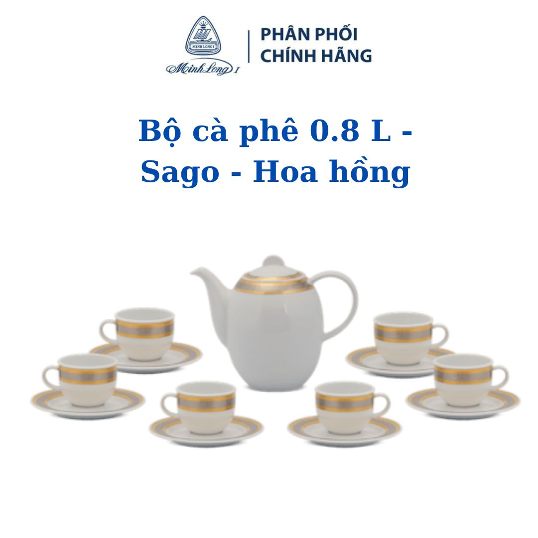Bộ cà phê 0.8 L - Sago - Hoa Hồng - Gốm sứ cao cấp Minh Long I