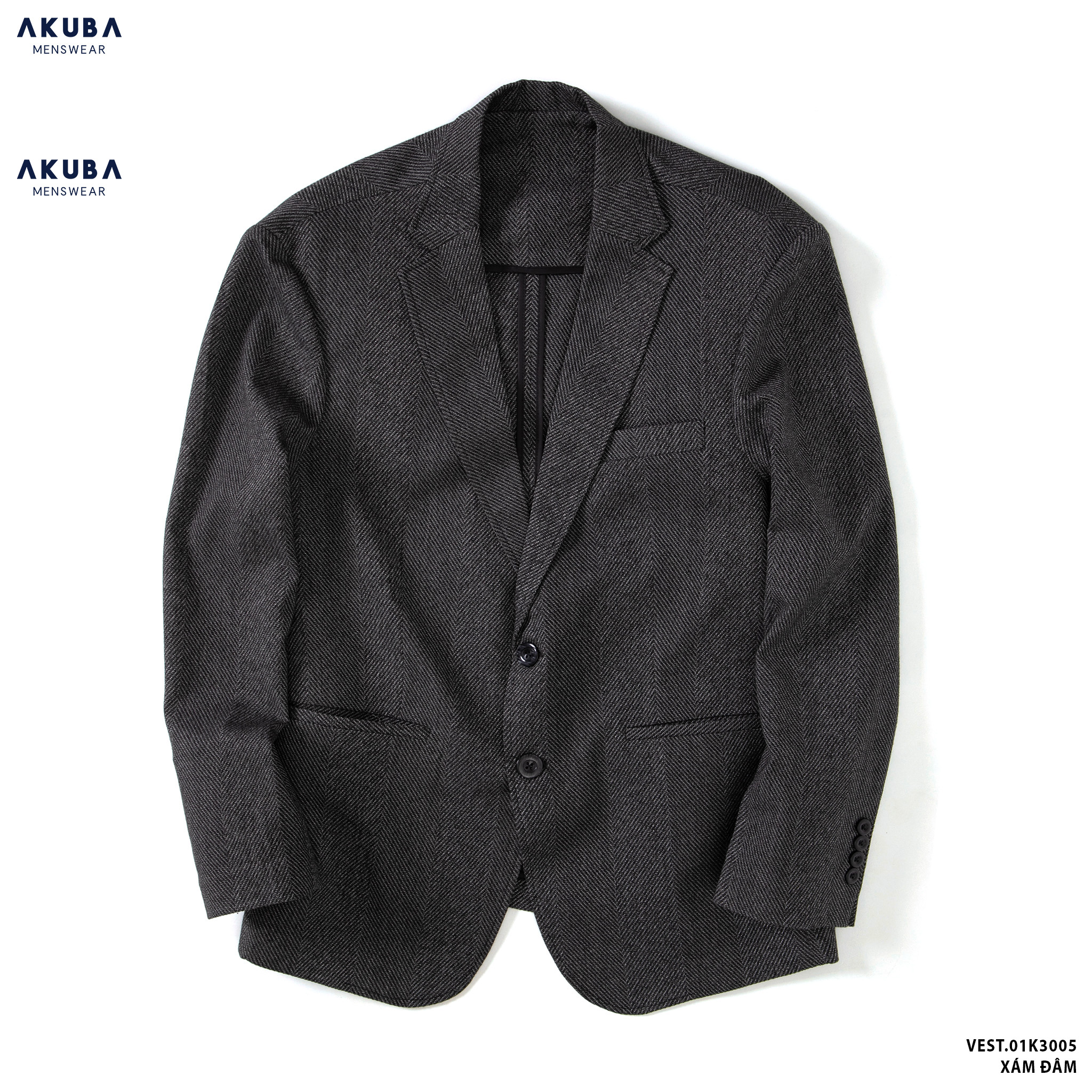 Áo khoác Blazer nam kẻ sọc sang trọng AKUBA form regular trẻ trung,vải flannel mềm mại, mặc thoải mái, nhiều màu 01K3005