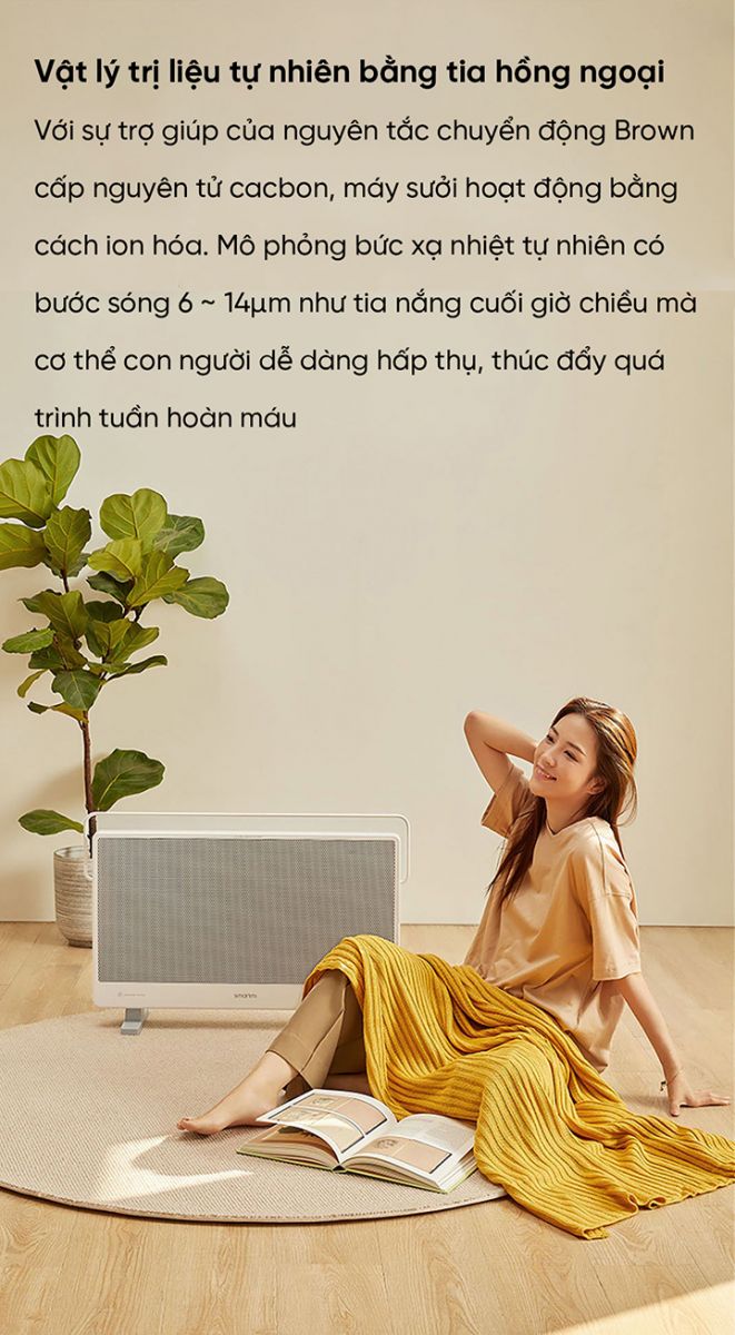 Máy Sưởi XIAOMI Smartmi Graphene GR-H Thông Minh, 3 Mức Nhiệt Độ, Kháng Nước IPX4, Kết Nối App Mihome, Diện Tích Hoạt Động 20 m2, Công Suất 2200 W - Hàng Chính Hãng