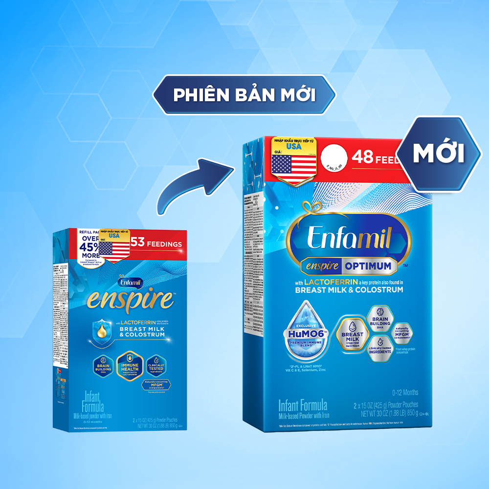 Sữa Bột Enfamil Enspire Infant Formula (Dành Cho Trẻ 0 - 12 Tháng Tuổi) (Hộp Giấy BIB 850gr)