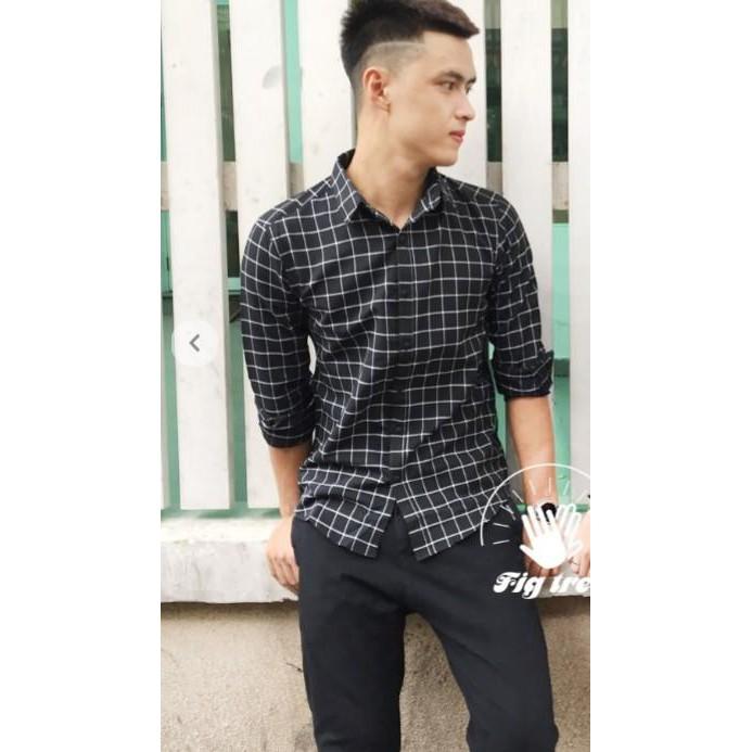ÁO SƠ MI CARO NAM DÀI TAY THỜI TRANG CAO CẤP AKHOI967+ TẶNG KÈM ÁO THUN TRƠN