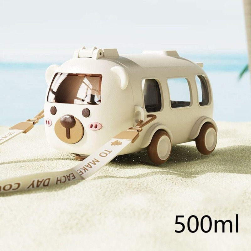 Bình Nước Hình Xe Bus Dành Cho Bé, Cốc Nước Ô Tô Ngoài Trời Dung Tích 500ml. Đồ Uống Trẻ Em Hoạt Hình - Hàng CHính Hãng MINIIN