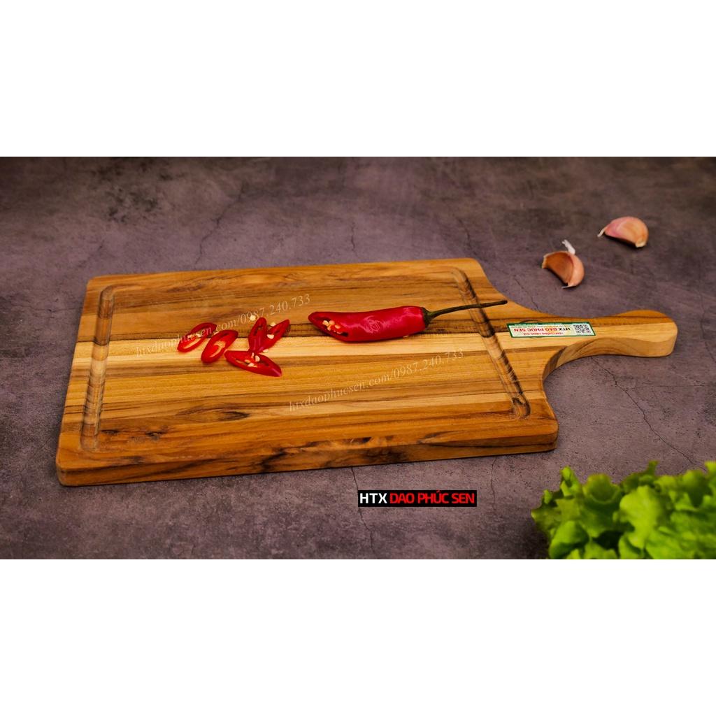 Thớt Gỗ Teak Cao Cấp - Cắt Thái, Trang Trí - 35x18x1,4cm - CNTC07 | HTX DAO PHÚC SEN