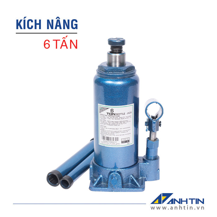 Con đội 6 tấn | Kích nâng xe ô tô xe tải | Kích thủy lực 6 tấn | Chiều cao nâng 125mm | Chiều cao ren 60mm