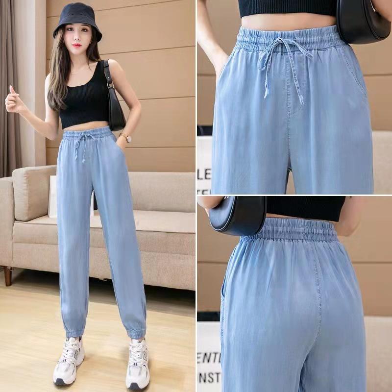 Quần legging giả bò nữ ống bo mùa hè mát mẻ 2022