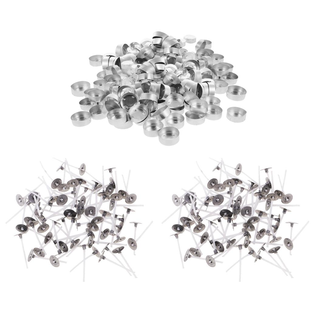 400 Miếng Nhôm Ốp Lưng Đèn Trống Đựng Ly Ốp Lưng Đựng 38X14 Mm & 25 Mm cotton Nến Bấc Cho Nến Tealight Làm Đồ Th