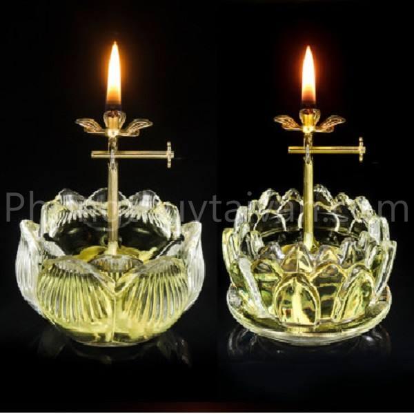 Chân đế kèm bấc thủy tinh Hoa sen