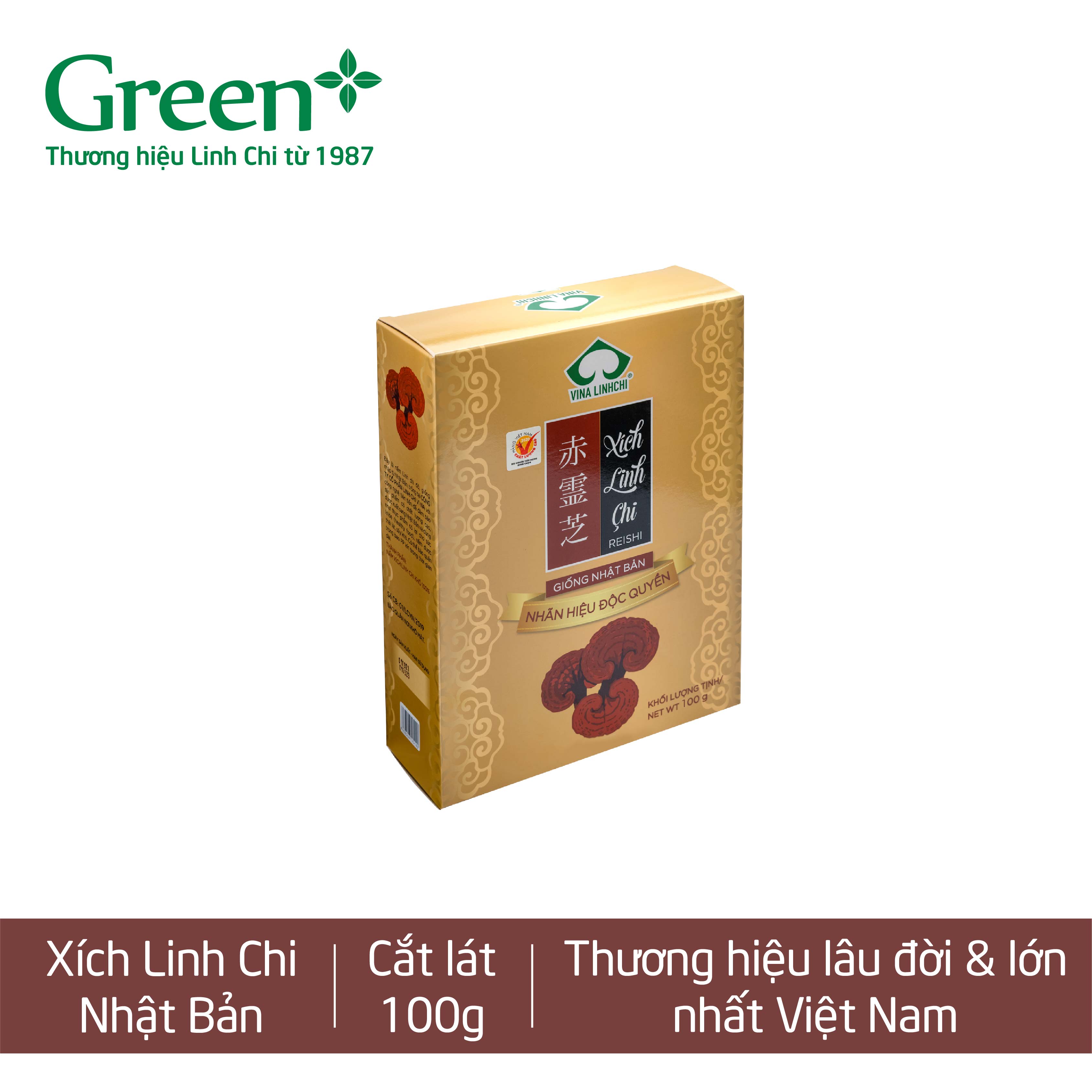 Nấm Xích Linh Chi Nhật - Cắt lát - Hộp 100g - Linh Chi Vina