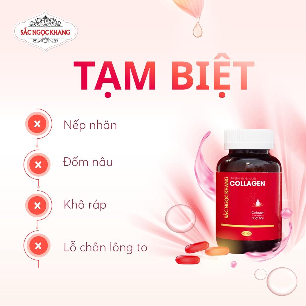 Collagen Sắc Ngọc Khang thế hệ mới 100% nguyên liệu nhập khẩu từ Nhật Bản Hộp 60 viên