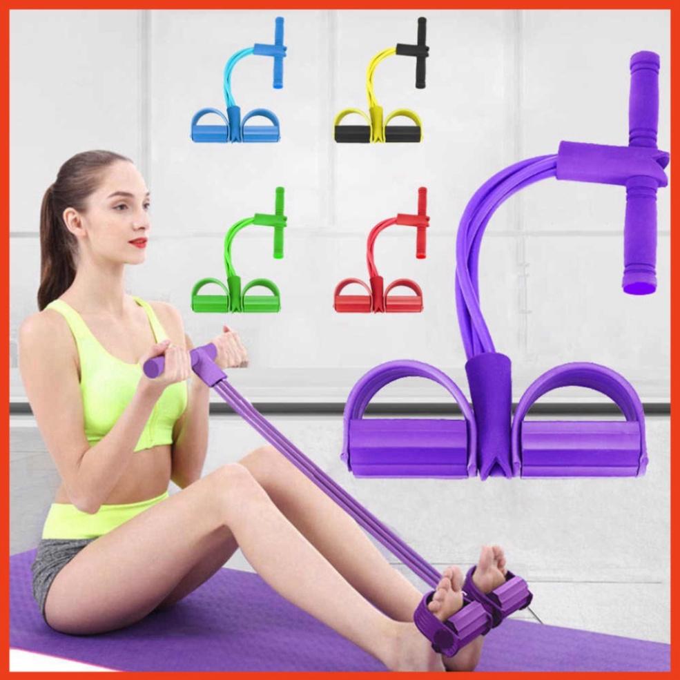 Dây cao su tập gym - Dây cao su kháng lực tập gym, 4 ống cao su đa năng tập bụng, thể dục, tập gym tại nhà