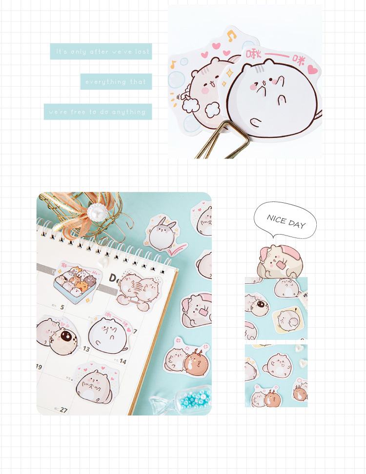 Sticker chủ đề Chuột Mập - Hộp 45 miếng dán trang trí sổ tay Bullet Journal - M113