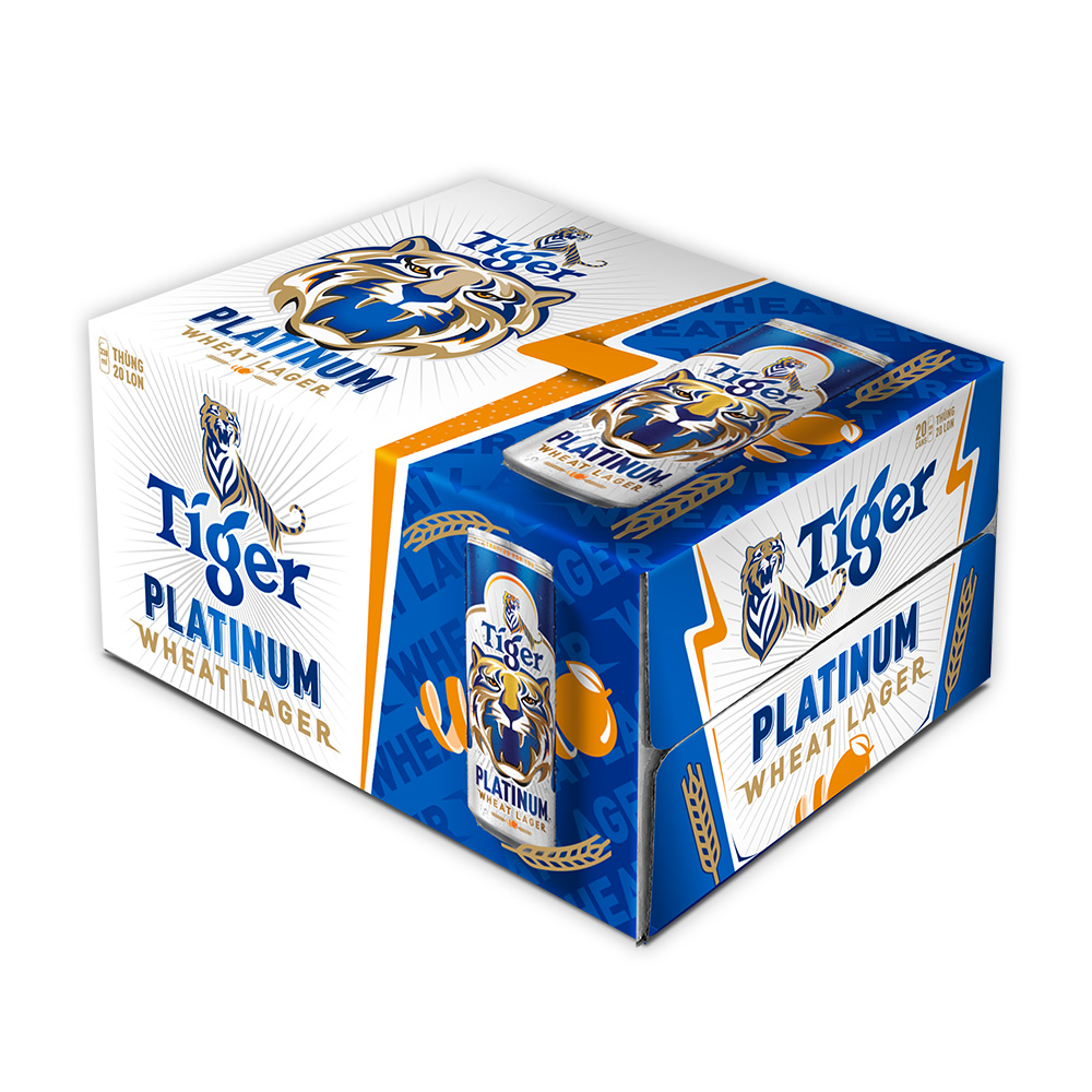 Thùng 20 lon bia lúa mì Tiger Platinum Wheat Lager 330ml/lon