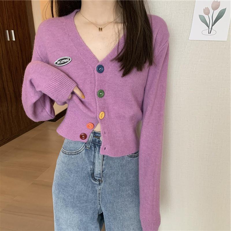 Áo Khoác Cardigan chất Thun Len Tay Dài Nữ Cúc Nhiều Màu