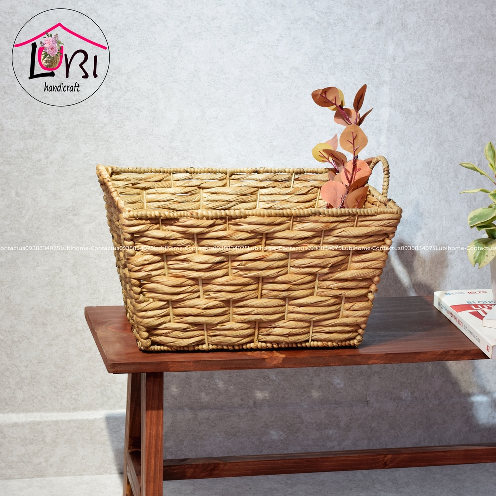 Lubihandicraft - Sọt đựng đồ đan lục bình hình chữ nhật côn đáy - bền đẹp