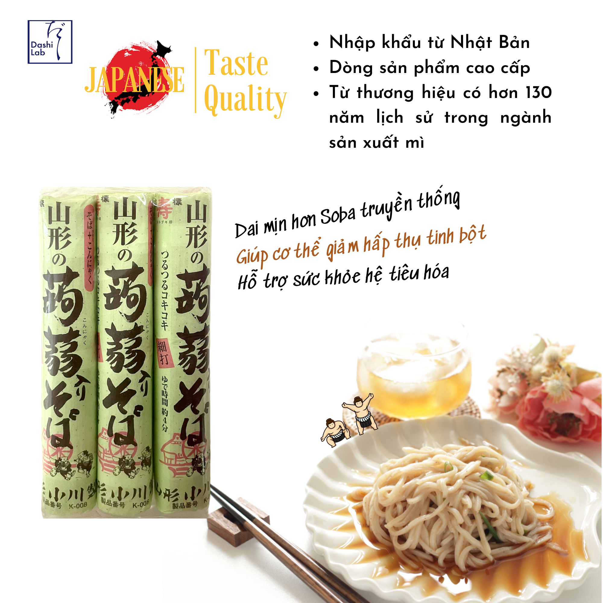 Mì Soba kiều mạch Konjac Nhật Bản cao cấp Ogawa Seimen 450g