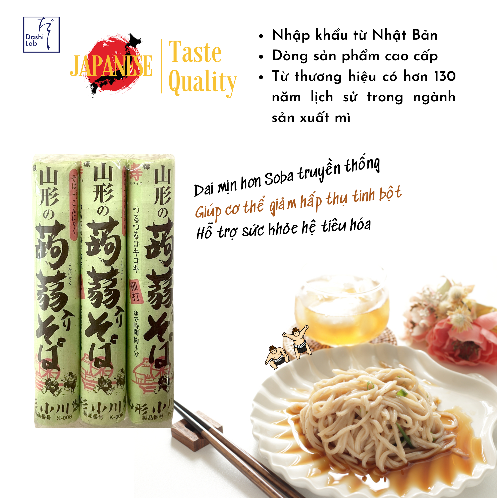 [Date t3/2023] Mì Soba kiều mạch Konjac Nhật Bản cao cấp Ogawa Seimen 450g