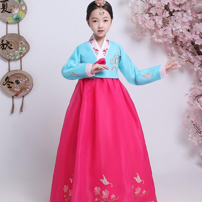 Ảnh thật-S11. Hanbok thêu hoa cho bé gái