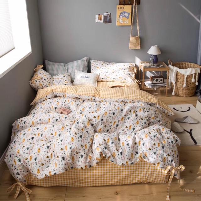 Set Cotton Living Hàng Nhập Khẩu Cao Cấp 4 Món Cô Bé Mùa Hè