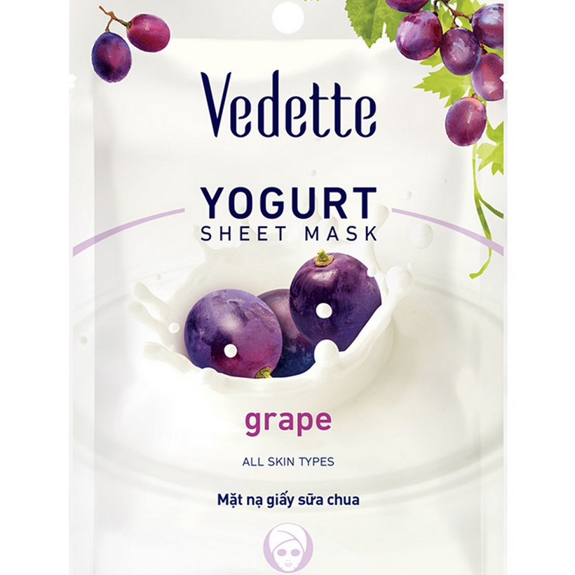 Mặt nạ giấy sữa chua nho Vedette Yoghurt Mask Sheet Grape 22ml