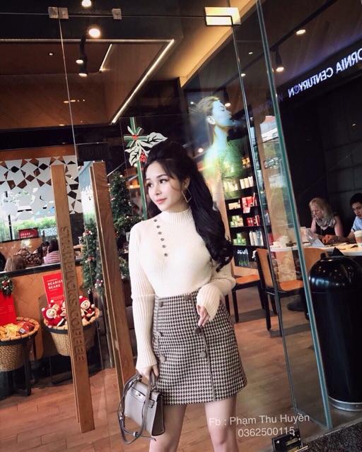 Chân váy dạ cúc