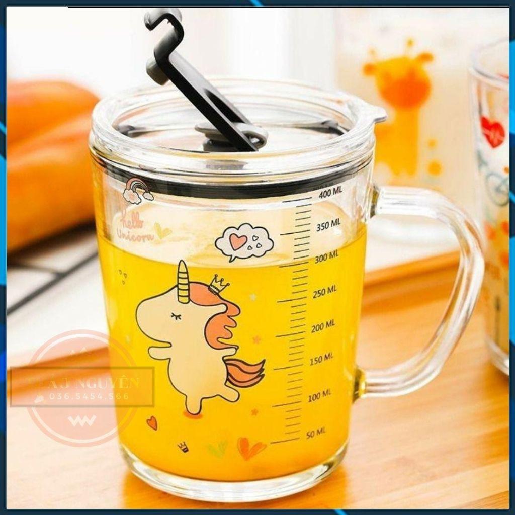 Ly Cốc Pha Sữa Chia Vạch Thủy Tinh Chịu Nhiệt Kèm Ống Hút