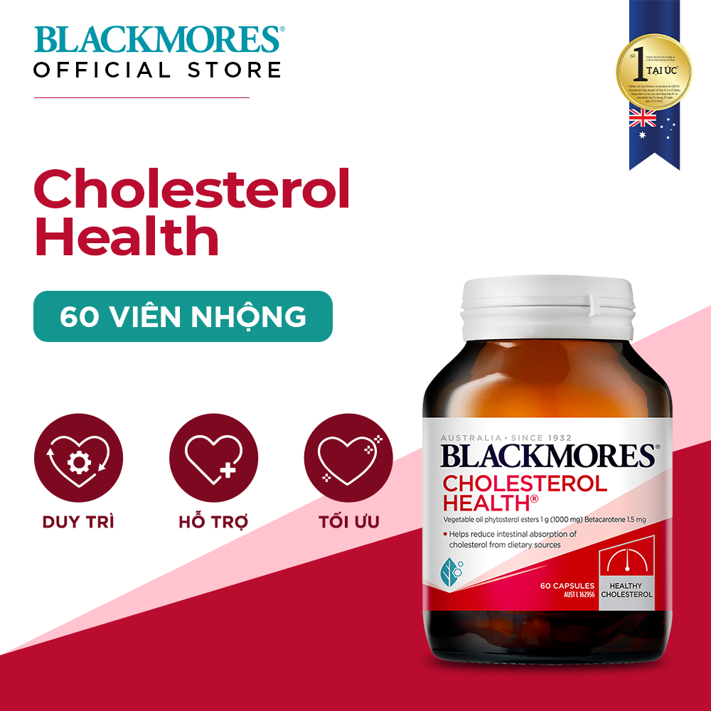 Viên Uống Hỗ Trợ Giảm Cholesterol Ngăn Ngừa Bệnh Tim Mạch Blackmores Cholesterol Health Lọ 60 Viên