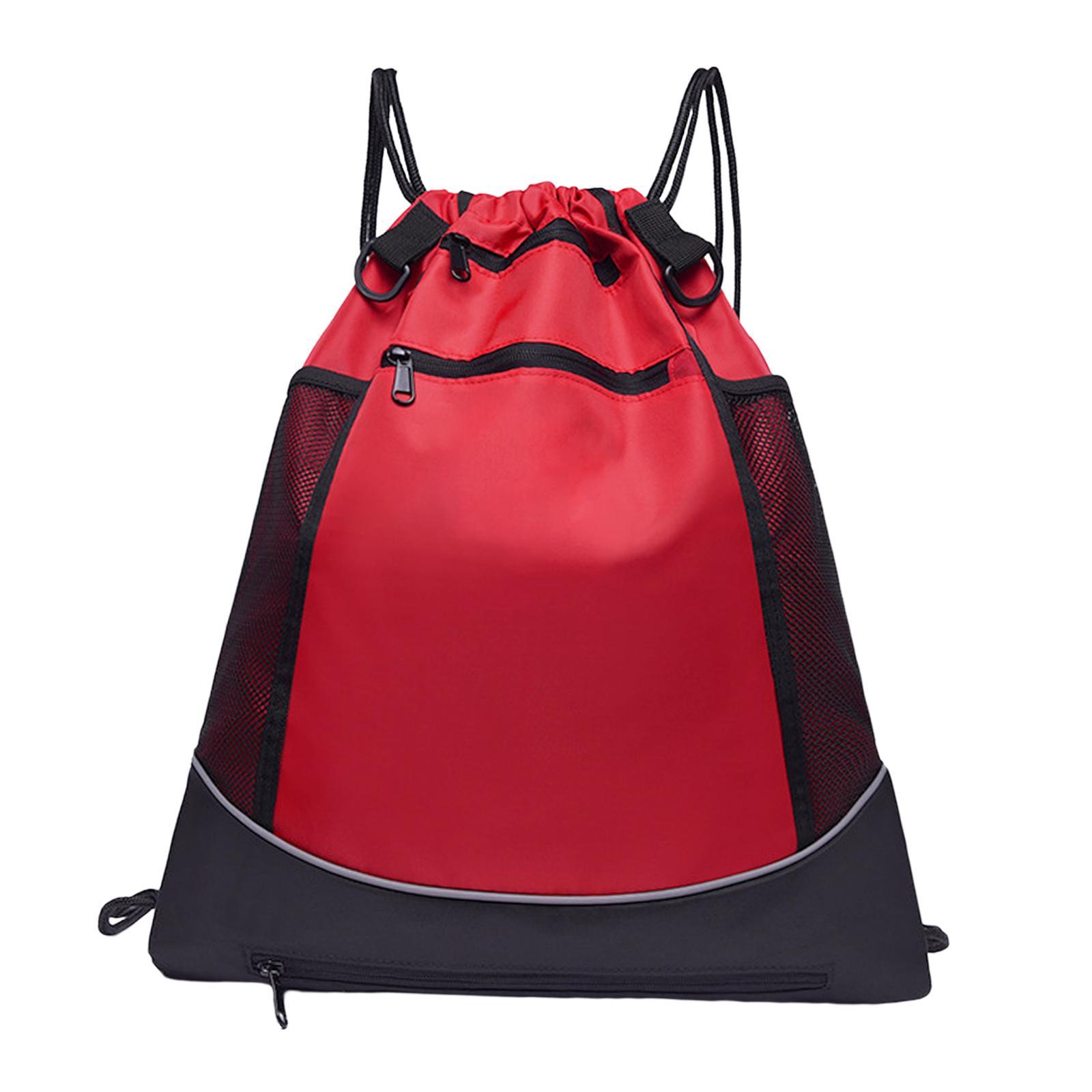 Drawstring Backpack Sports Gym with Mesh Pockets Water Resistant String Bag for Women Men Children