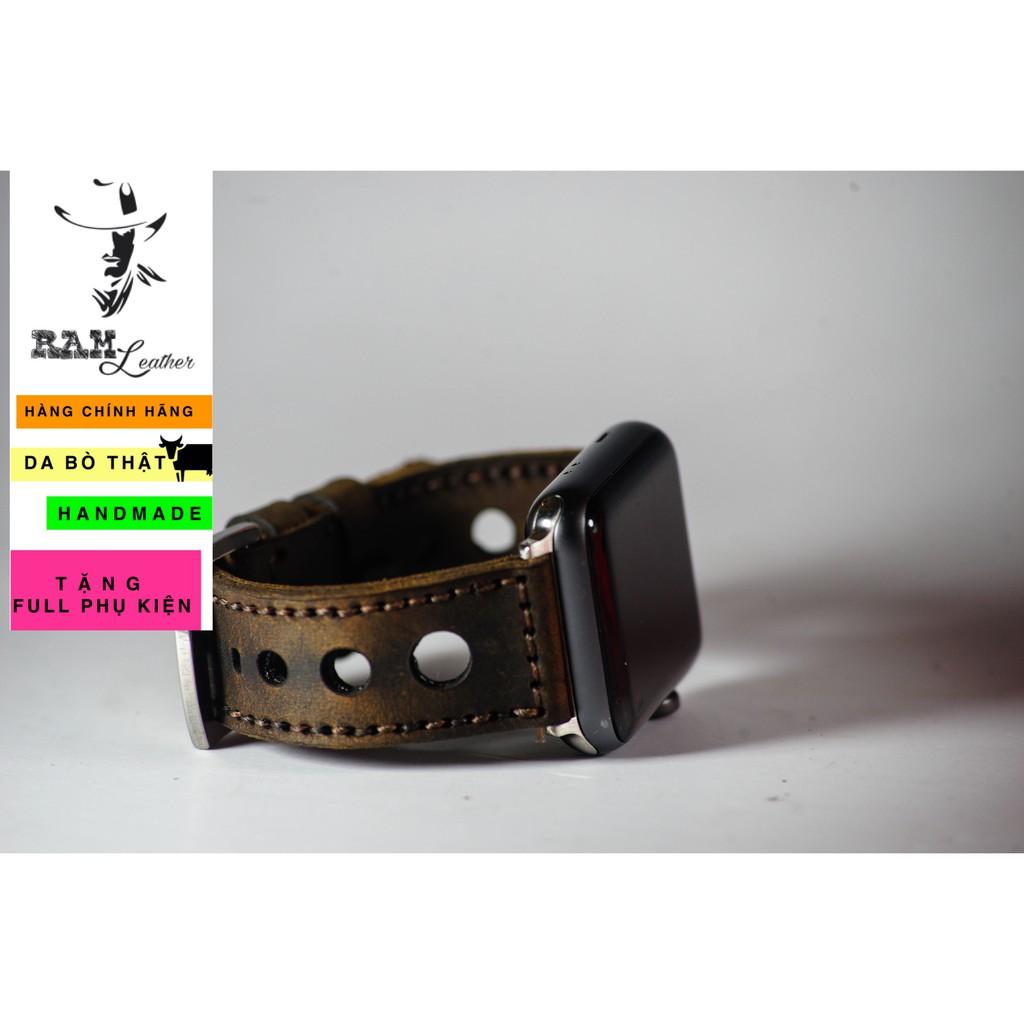 Dây đồng hồ RAM Leather da bò handmade - RAM d1 nâu đất (tặng khóa, chốt, cây thay dây)