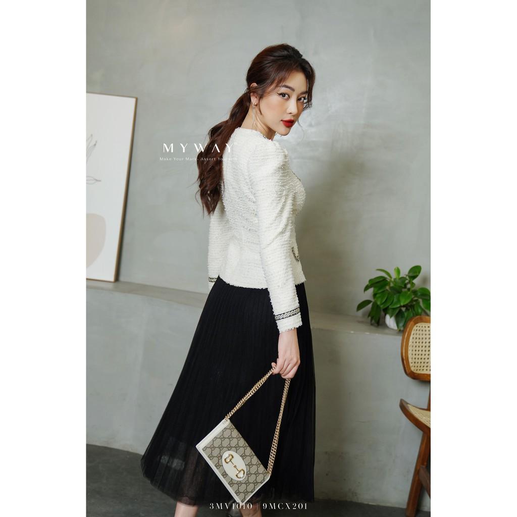 Áo Dạ Tweed Nữ MY WAY Kéo Khóa Sau Sang Trọng 3MV1110