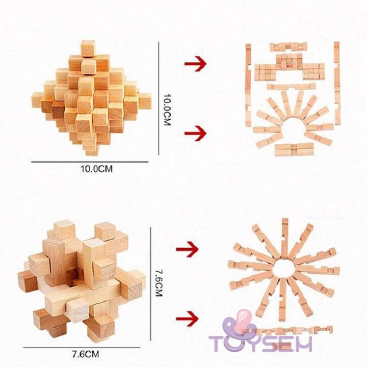 1 Cái Đồ chơi trẻ em giải đố đồ gỗ khóa luban phát triển trí tuệ - Quà tặng sinh nhật cho bé