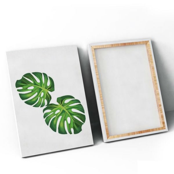 Bộ 2 Tranh Canvas Viền Composite "Lá Xanh" W101