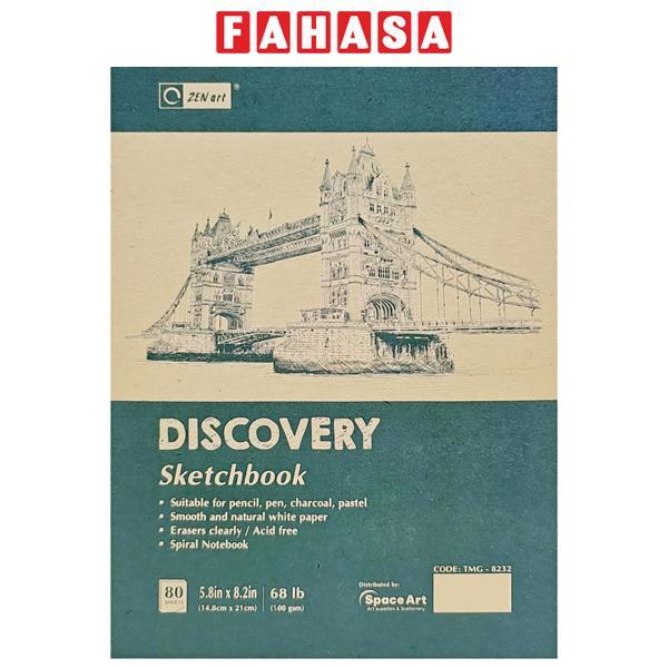 Sổ Vẽ Lò Xo Sketchbook Discovery A5 - Gáy Ngang - Giấy Trơn - 160 Trang 100gsm - Zen Art TMG-8232 - Màu Xanh Rêu