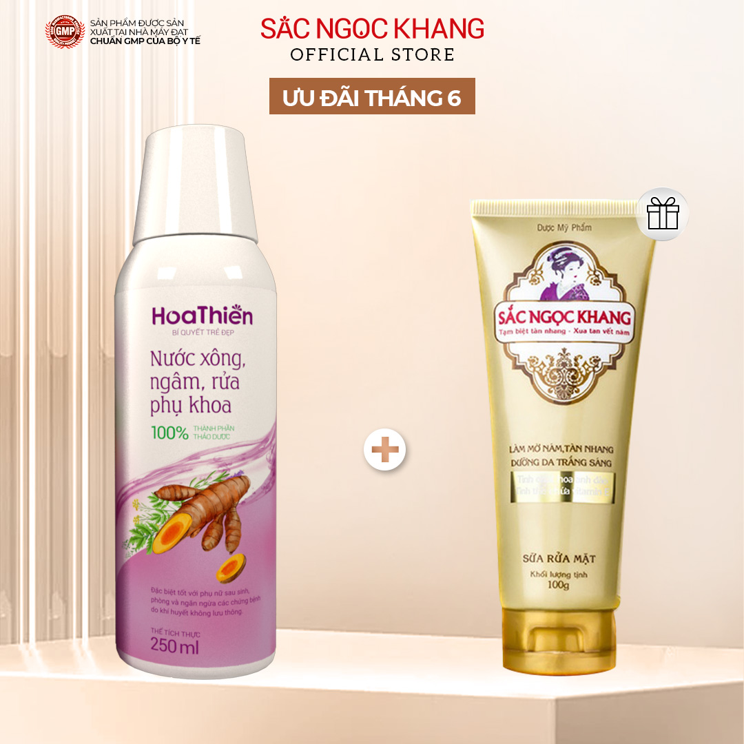 Nước xông, ngâm, rửa phụ khoa Hoa Thiên 250ml làm sạch vi khuẩn nấm ngứa, khử mùi hôi, phòng ngừa các biến chứng hậu sản sau sinh cho chị em.