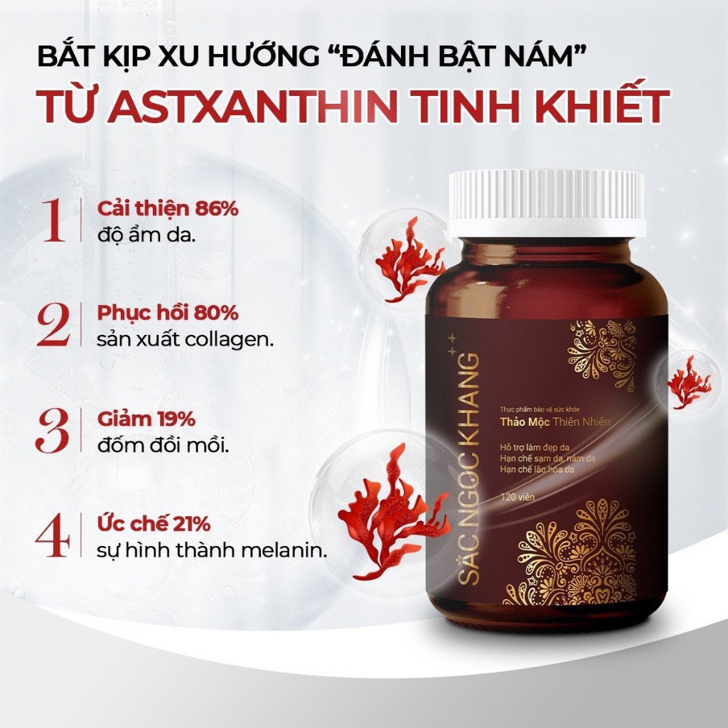 Nước tẩy trang Sắc ngọc Khang 145ml  + Sữa rửa mặt Sắc Ngọc Khang 50g  + Nước hoa hồng Sắc Ngọc Khang 145ml  + Kem dưỡng da ban đêm Sắc Ngọc Khang 10g  + Kem chống nắng Sắc Ngọc Khang 50g  - Viên uống dưỡng da bên trong cao cấp Sắc Ngọc Khang ++ 60 viên
