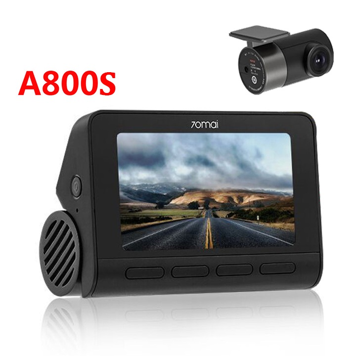 Bộ Camera hành trình trước và sau ô tô Xiaomi 70mai. Bản Quốc Tế cao cấp A800S, 4K, Wifi - Màn hình: LCD 3.0 inch - Độ phân giải camera trước: 3840 x 2160P - Hàng Nhập Khẩu