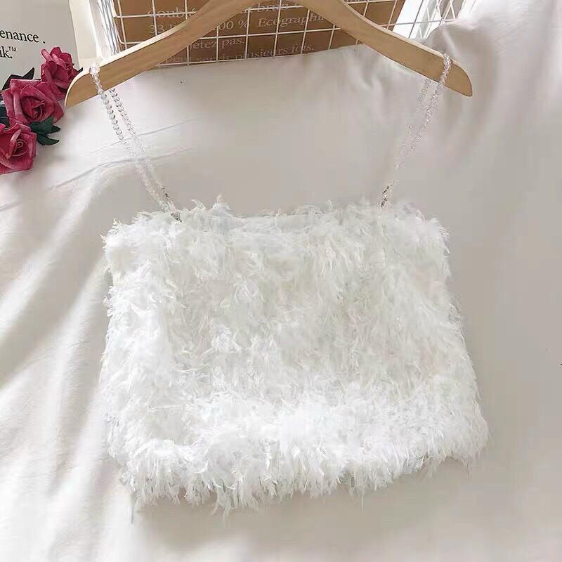 Áo 2 dây lông dây ngọc QC hot hit