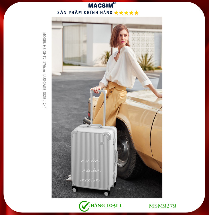 Vali cao cấp Macsim MiXi MSM9279 - màu trắng  Hàng loại 1 (  20 inche)