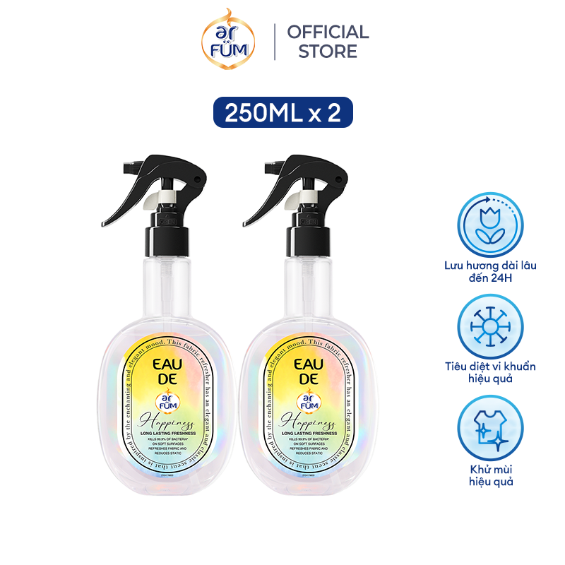 [Special Edition] Combo 2 Xịt thơm quần áo hương nước hoa cao cấp arFUM lưu hương lâu, khử mùi hiệu quả (250ml)