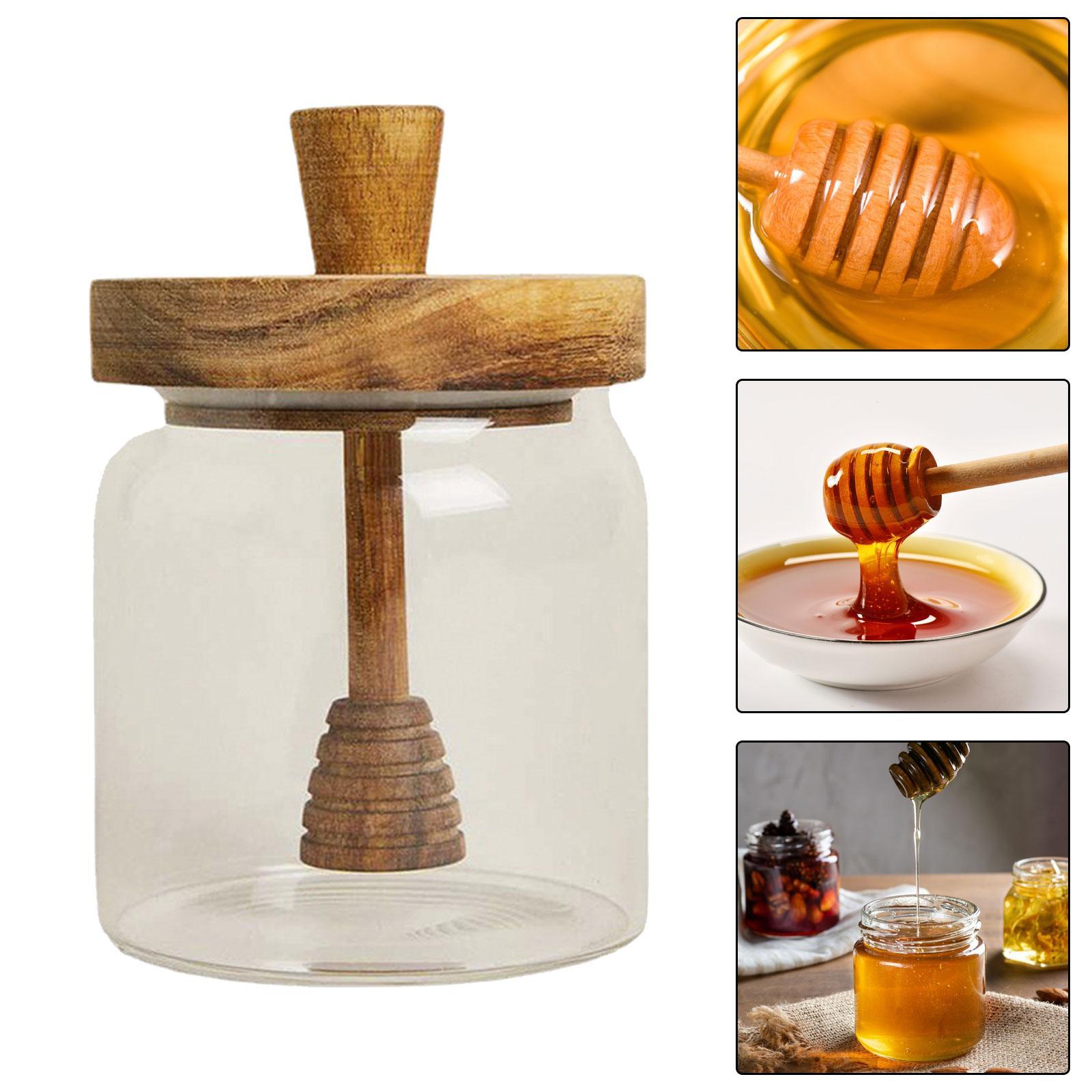 Honey Bee Pot Clear Honey Storage Container Dispenser for Home Syrup Office