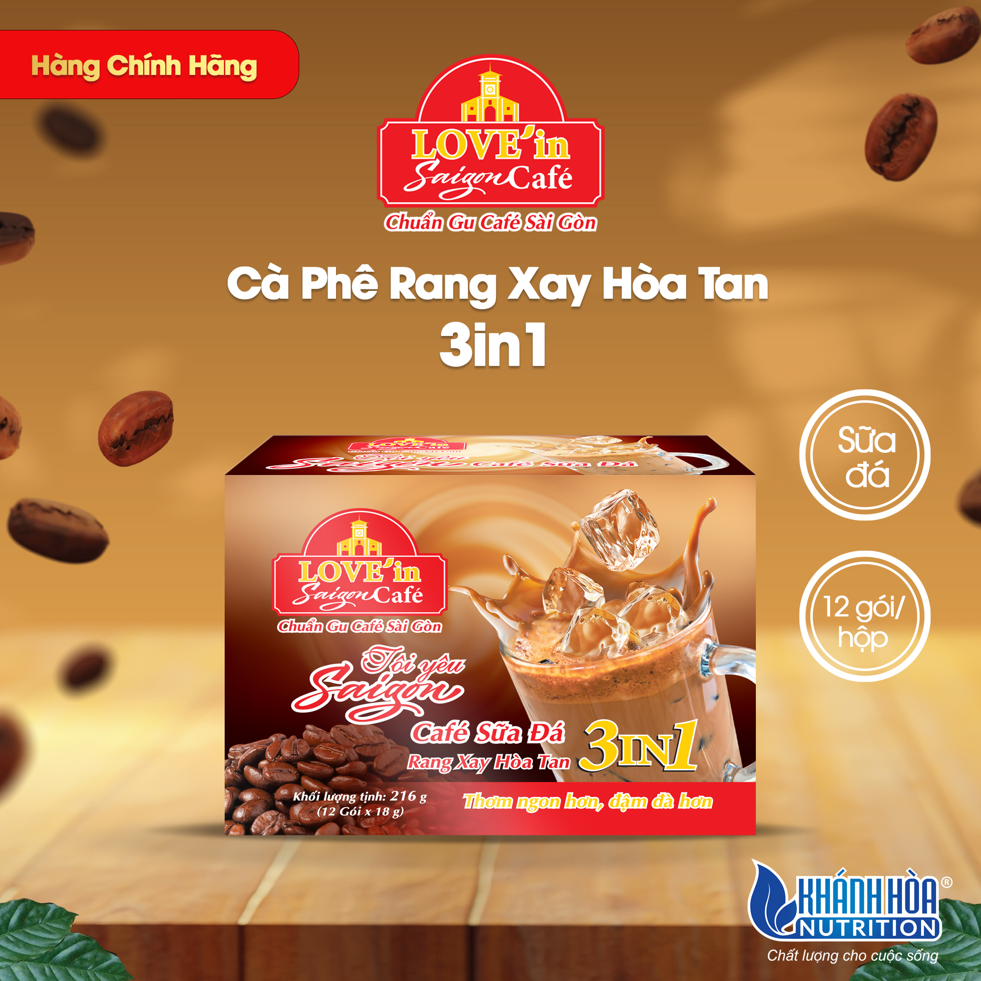 DIscount 10% GIAMGIASUA Cà Phê Sữa Rang Xay Hòa Tan 3IN1 LOVE’IN SAIGON CAFE - Khánh Hòa NutriFoods