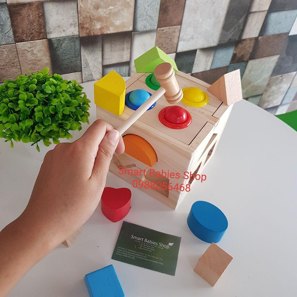 Hộp thả hình đập bóng đa năng bằng gỗ cho bé