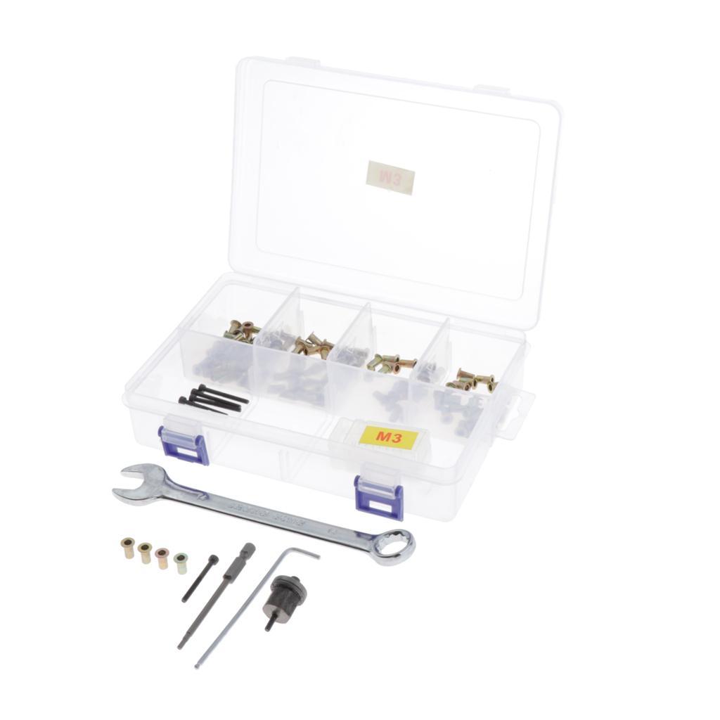 100pcs M3 Rivnut, Wrench, Hex Key, Hexagonal Batch Head, Nuts Rivet Kit