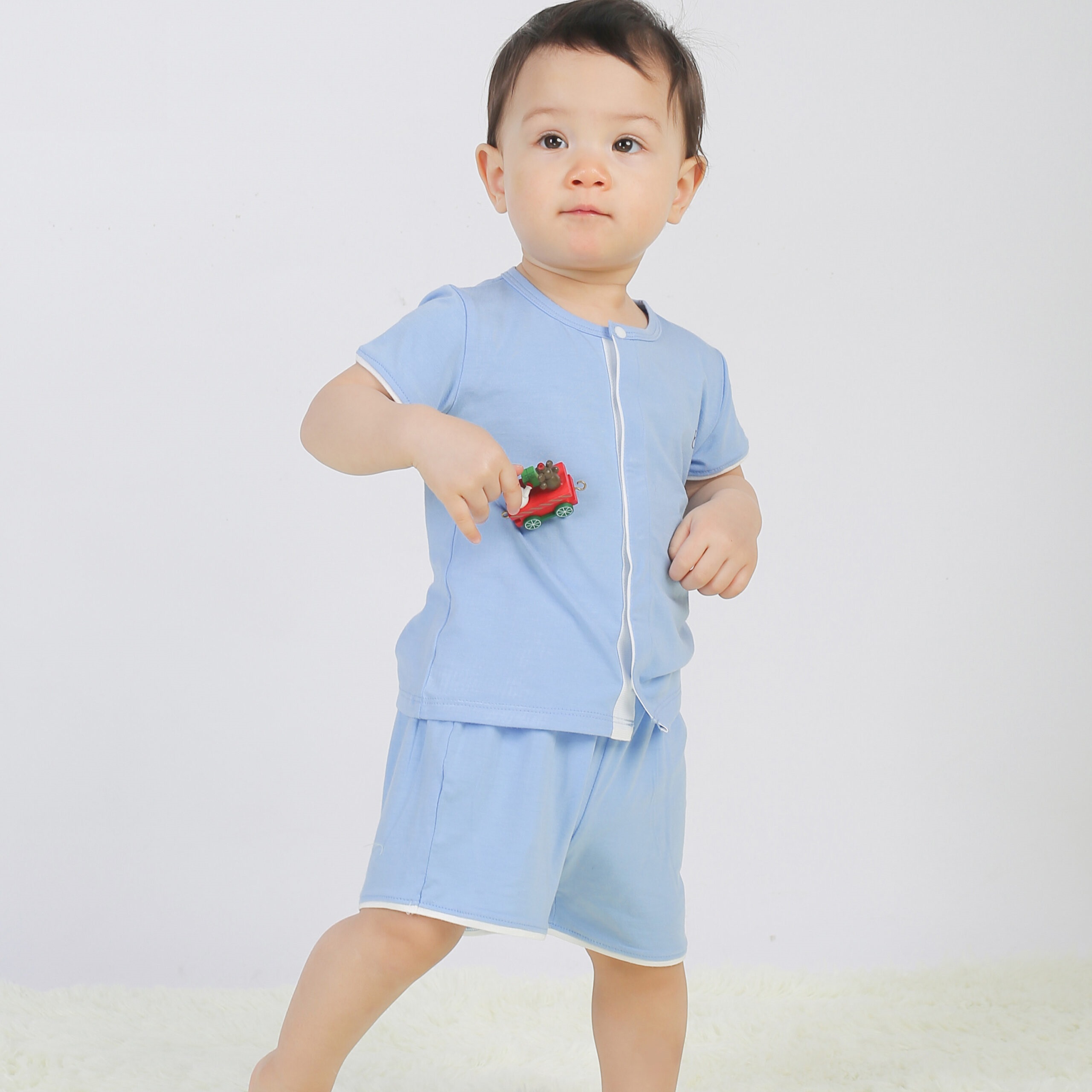 Bộ cộc tay  BARU cài giữa kèm cúc bấm giữa chất liệu cotton siêu mát cho bé ( 0-12m )