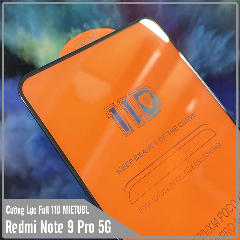 Kính cường lực 11D cho Xiaomi Redmi Note 9 Pro 5G - Mi 10T Lite Full viền Đen