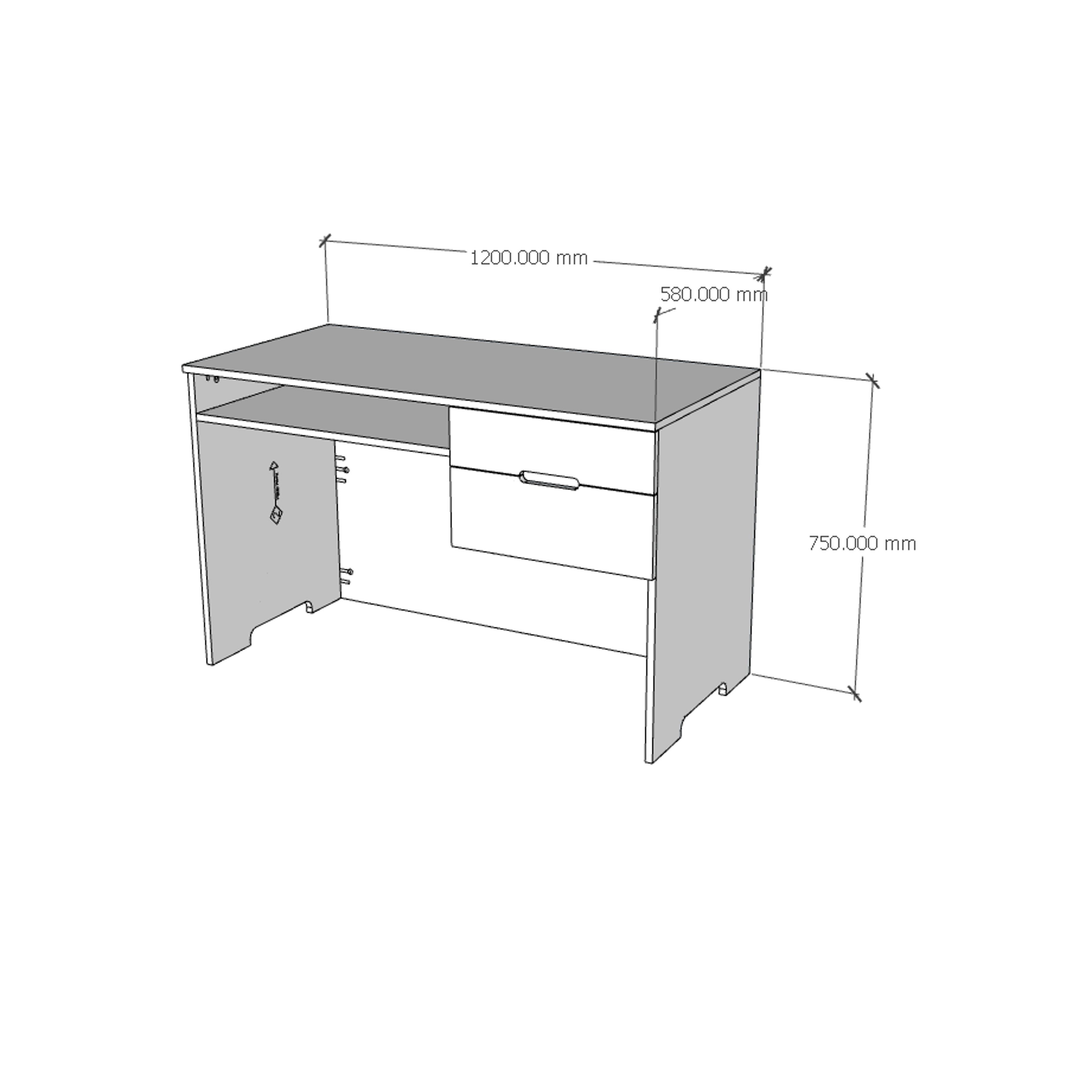 [Happy Home Furniture] MOLLY , Bàn làm việc 2 ngăn kéo, 120cm x 58cm x 75cm ( DxRxC), BAN_063